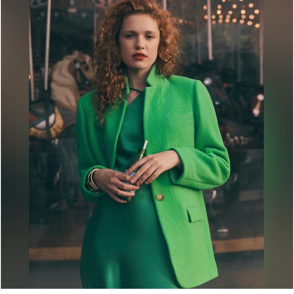 NWT J.Crew Leighton BlazerJacket in Italian Boiled Wool in Vintage Kelly 8 10 - Picture 2 of 16